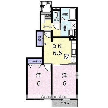 キートス・コティＡ[2DK/44.67m2]の間取図