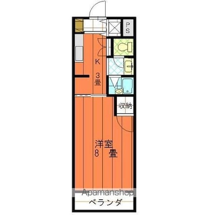 エコール久米[1K/26m2]の間取図