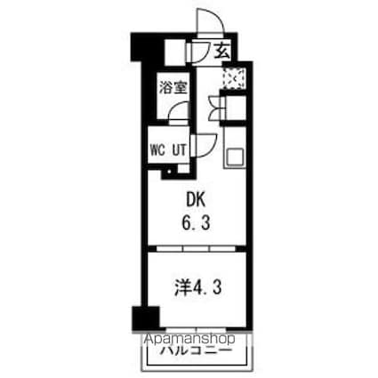スパシエ幡ヶ谷[1DK/25.5m2]の間取図