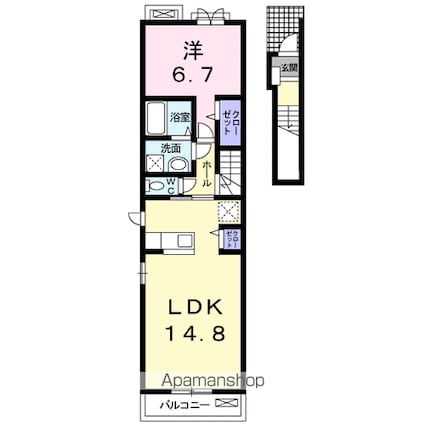 セカンドフルールＫＡＳＨＩＭＡ[1LDK/49.5m2]の間取図