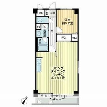 ライオンズマンション若林第２[1LDK/56.16m2]の間取図