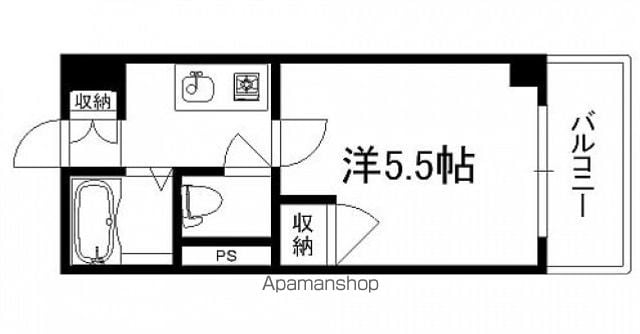 グリンハウス三篠[1K/16.19m2]の間取図
