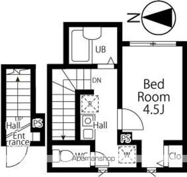 リブタス中野江原町[1K/19.77m2]の間取図
