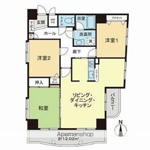 ライオンズマンション中の島第2の間取り写真