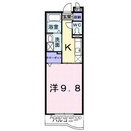 ハーモニー　２１[1K/30.66m2]の間取図