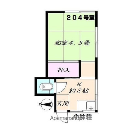 小林荘[1K/13m2]の間取図