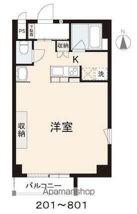 コリドールベイ[1K/37.5m2]の間取図