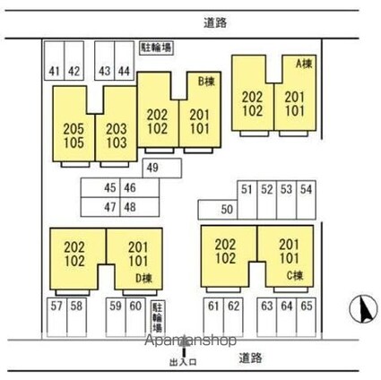 シャインポート屋島ＡＤ棟[2DK/50m2]の配置図