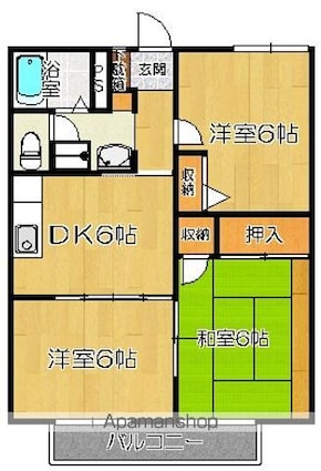 フレグランスさくらＡ棟[3DK/52.39m2]の間取図
