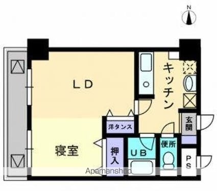 アルカディア西内町[1K/35.28m2]の間取図