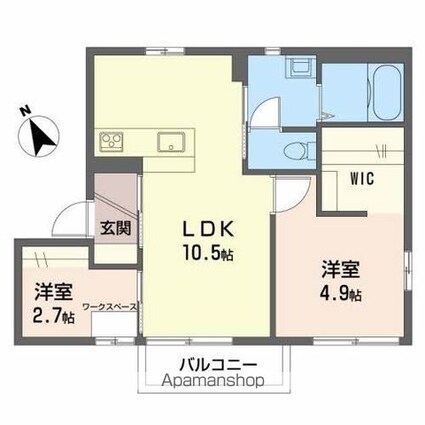 ＤＩＡＳ　ＲＩＶＥＲ　ＳＩＤＥ　Ｂ[1SLDK/42.6m2]の間取図
