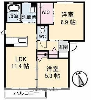 サンフィット[2LDK/54.07m2]の間取図