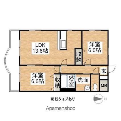 プリミエール清水[2LDK/58m2]の間取図