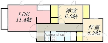 シャインリバー八幡Ⅱ[2LDK/54.27m2]の間取図