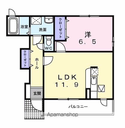 ノーブル・フォーシーズンＢ[1LDK/45.12m2]の間取図