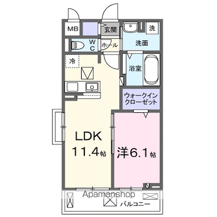 港町１丁目アパート　　　　　　　　　　　　　　　　　　　　　[1LDK/42.51m2]の間取図