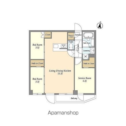 アジールコート練馬中村橋[2SLDK/58.5m2]の間取図