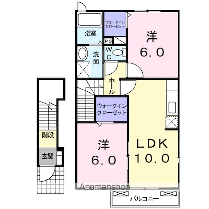 サン・フィオーレ[2LDK/54.85m2]の間取図