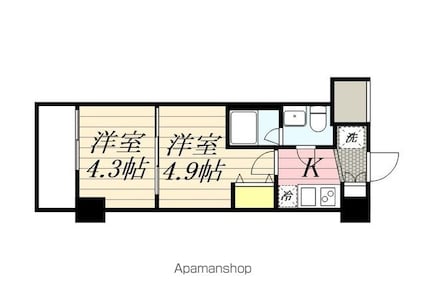 東京都葛飾区亀有１丁目[2K/25.62m2]の間取図