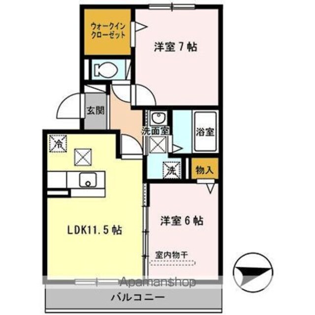 和歌山県海南市重根西１丁目[2LDK/58.07m2]の間取図