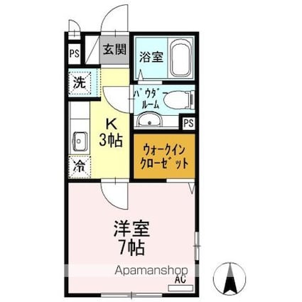 マーブル[1K/26.49m2]の間取図