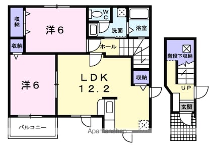 茨城県神栖市堀割１丁目[2LDK/61.8m2]の間取図