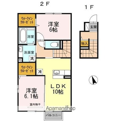 珠蘭ハウス[2LDK/61.53m2]の間取図