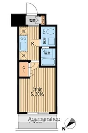 エコロジー潮見レジデンス[1K/21.2m2]の間取図