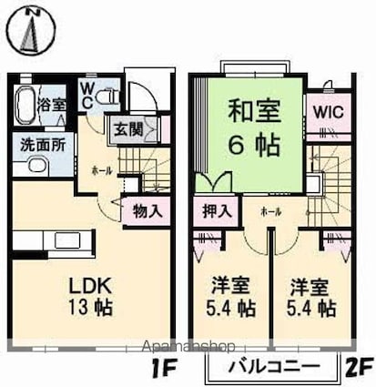 グランバリエ己斐　Ａ棟[3LDK/78.57m2]の間取図