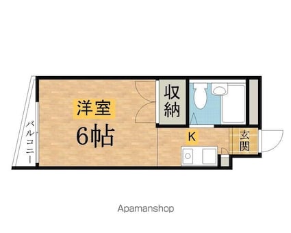 東京都八王子市椚田町[1R/15.5m2]の間取図