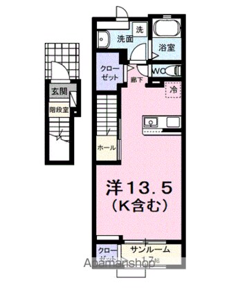パフュームⅠ[1R/40.94m2]の間取図