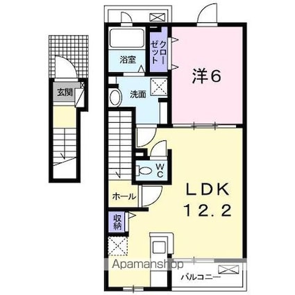 ミルフロールⅤ[1LDK/46.9m2]の間取図
