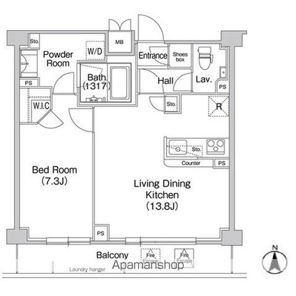 コンフォリア駒場[1LDK/50.34m2]の間取図