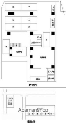 香川県高松市中新町[1DK/34m2]の配置図