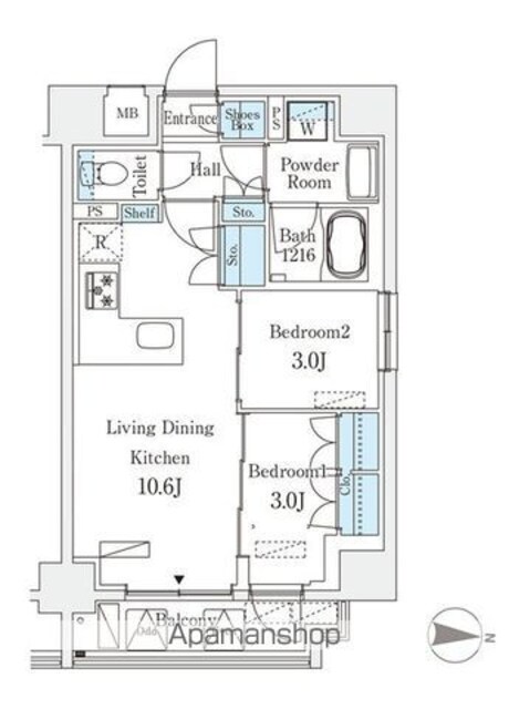 ＳＴＡＮＤＺ亀戸[2LDK/41.93m2]の間取図
