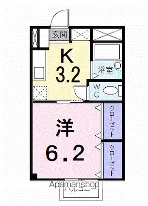 メロディ・タウン[1K/26.13m2]の間取図
