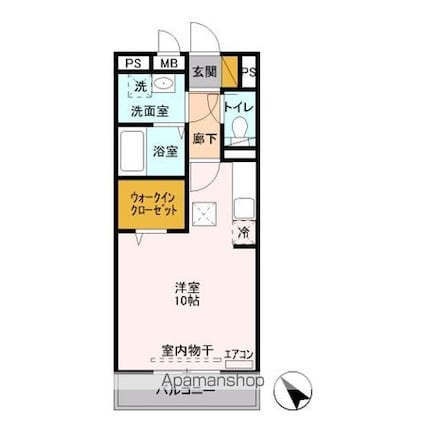 カメリア武蔵藤沢[1R/30.03m2]の間取図