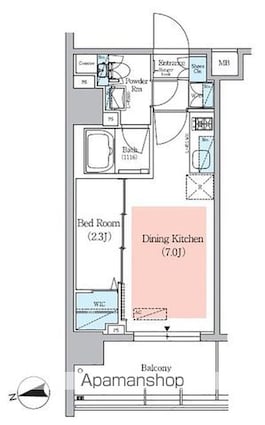 アーバネックス小石川春日[1DK/25.1m2]の間取図