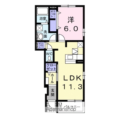 フローリッシュガーデン水保[1LDK/44.18m2]の間取図