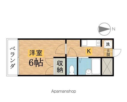 ホワイトウイング左入[1K/20.25m2]の間取図