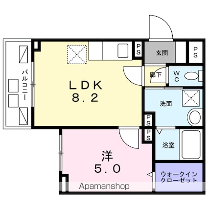 グレイシャス千早[1LDK/35.57m2]の間取図
