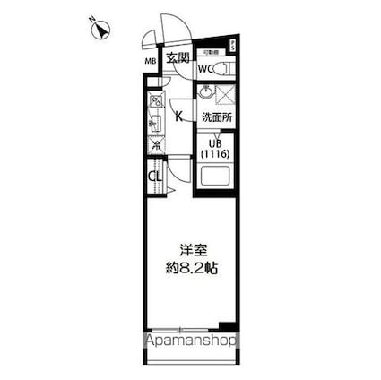 プレール・ドゥーク成増[1K/25.72m2]の間取図