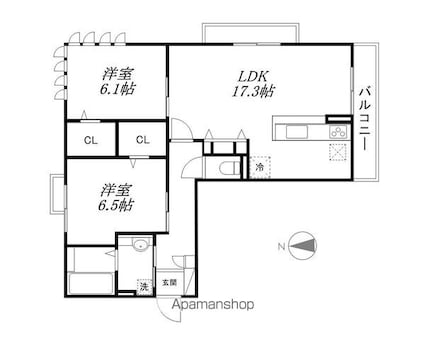 Ｂｅｌｌｅｚｚａ大津京[2LDK/69.59m2]の間取図