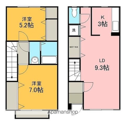 アルシェコート[2LDK/66.44m2]の間取図