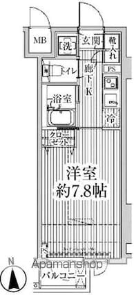 ＨＦ東中野レジデンス[1K/23.2m2]の間取図
