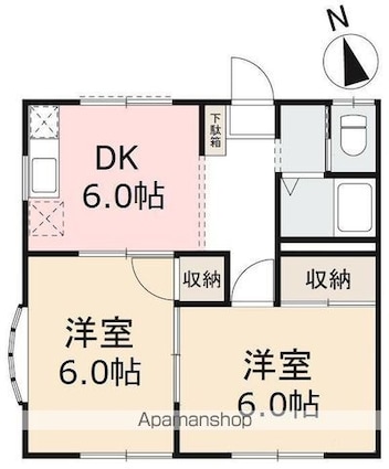 エステイトピア松縄[2DK/40m2]の間取図
