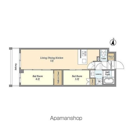 東京都練馬区中村３丁目[2LDK/45.04m2]の間取図