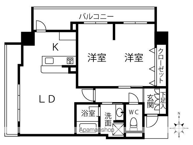 広島ガーデンシティ白島城北ウエストタワーの間取り写真