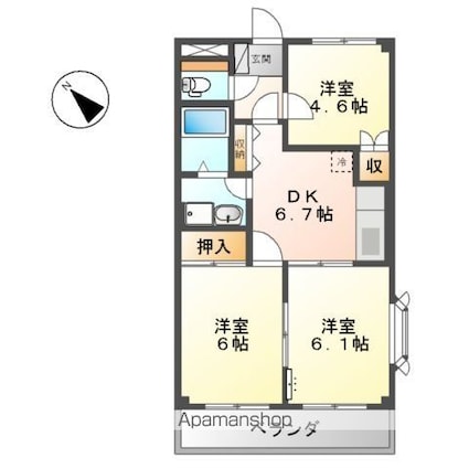 カナール[3DK/51.3m2]の間取図