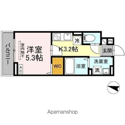 グリシーナヴァッレ[1K/22.94m2]の間取図